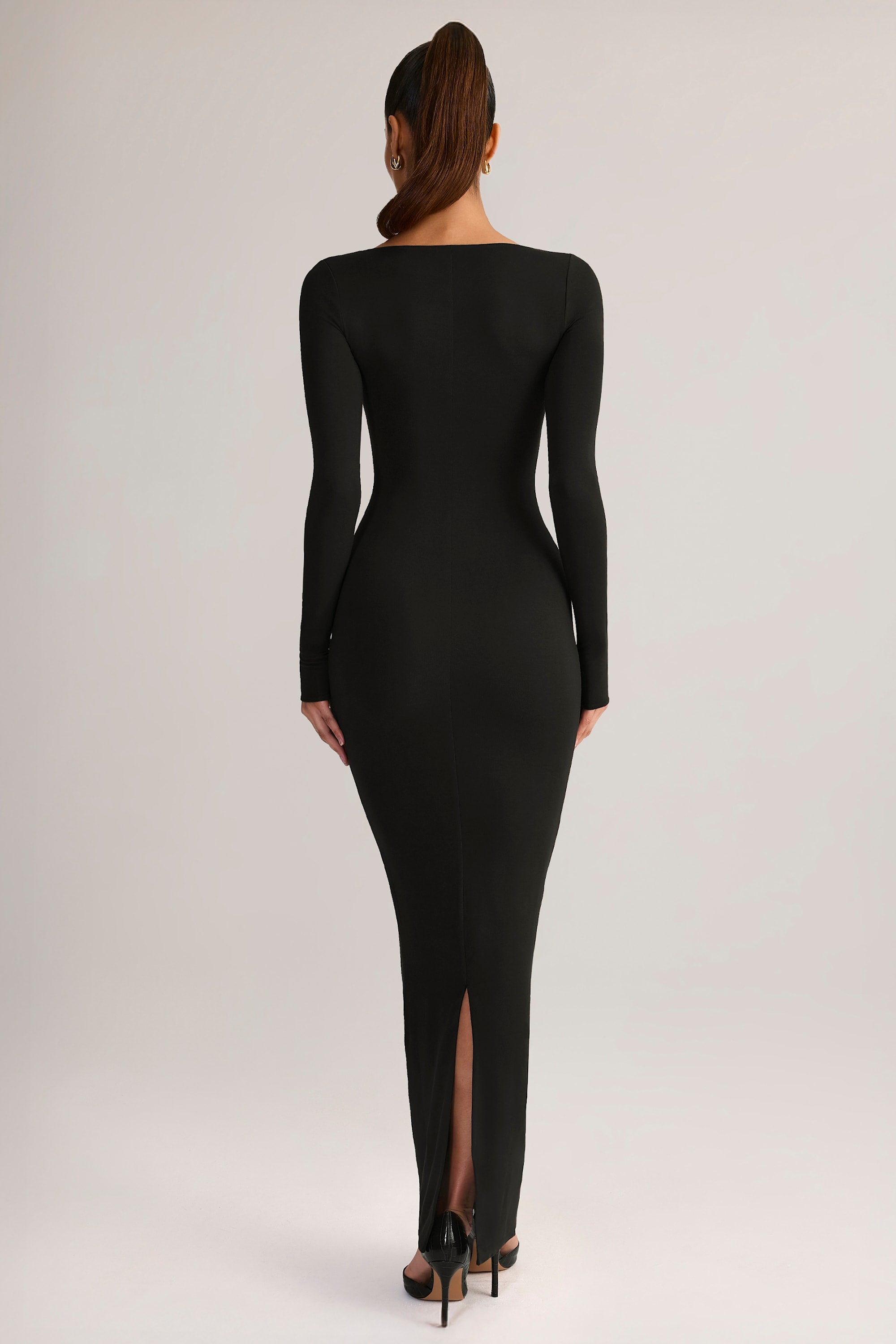 Modal Square-Neck Maxi Dress in Black