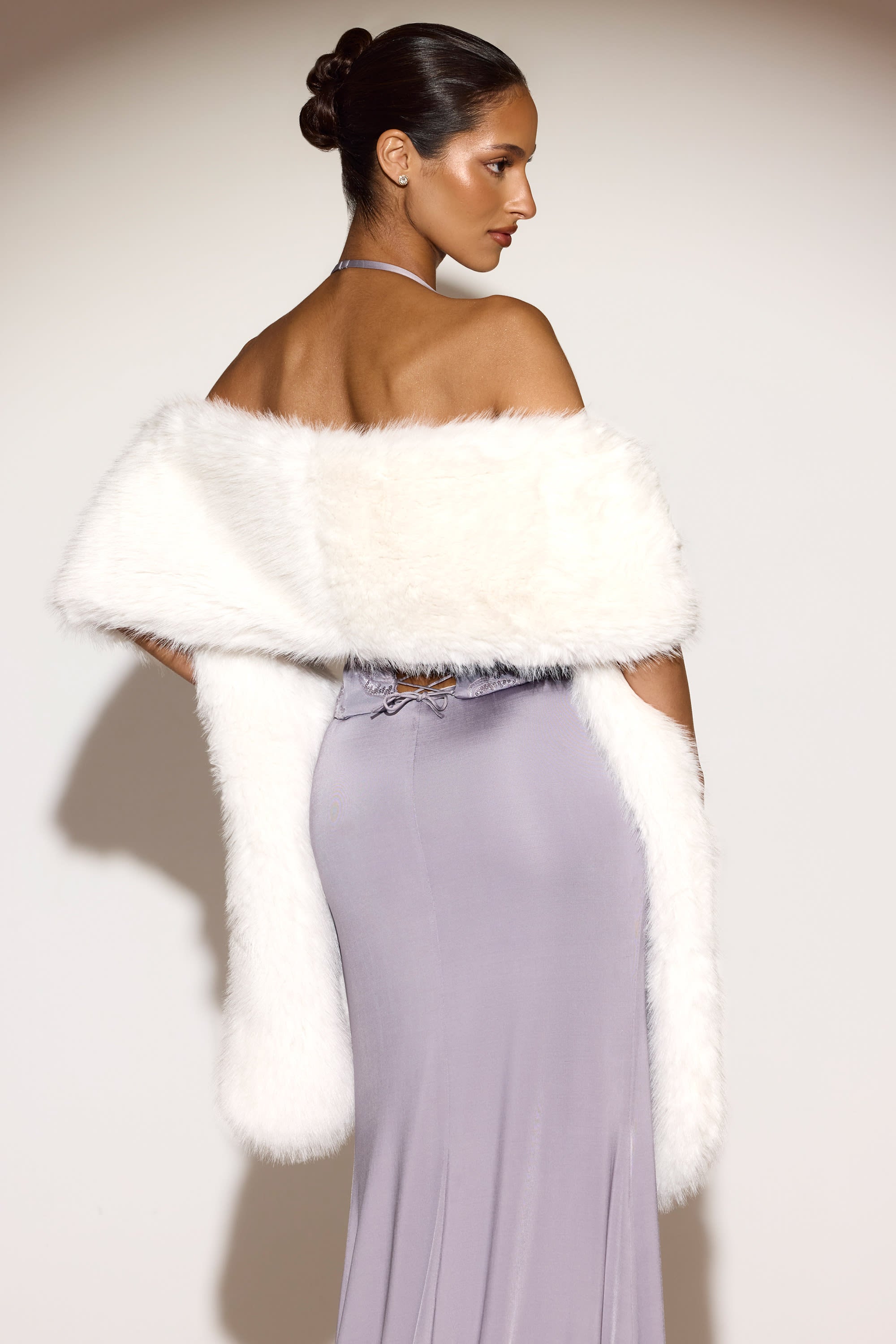 Faux-Fur Stole in White