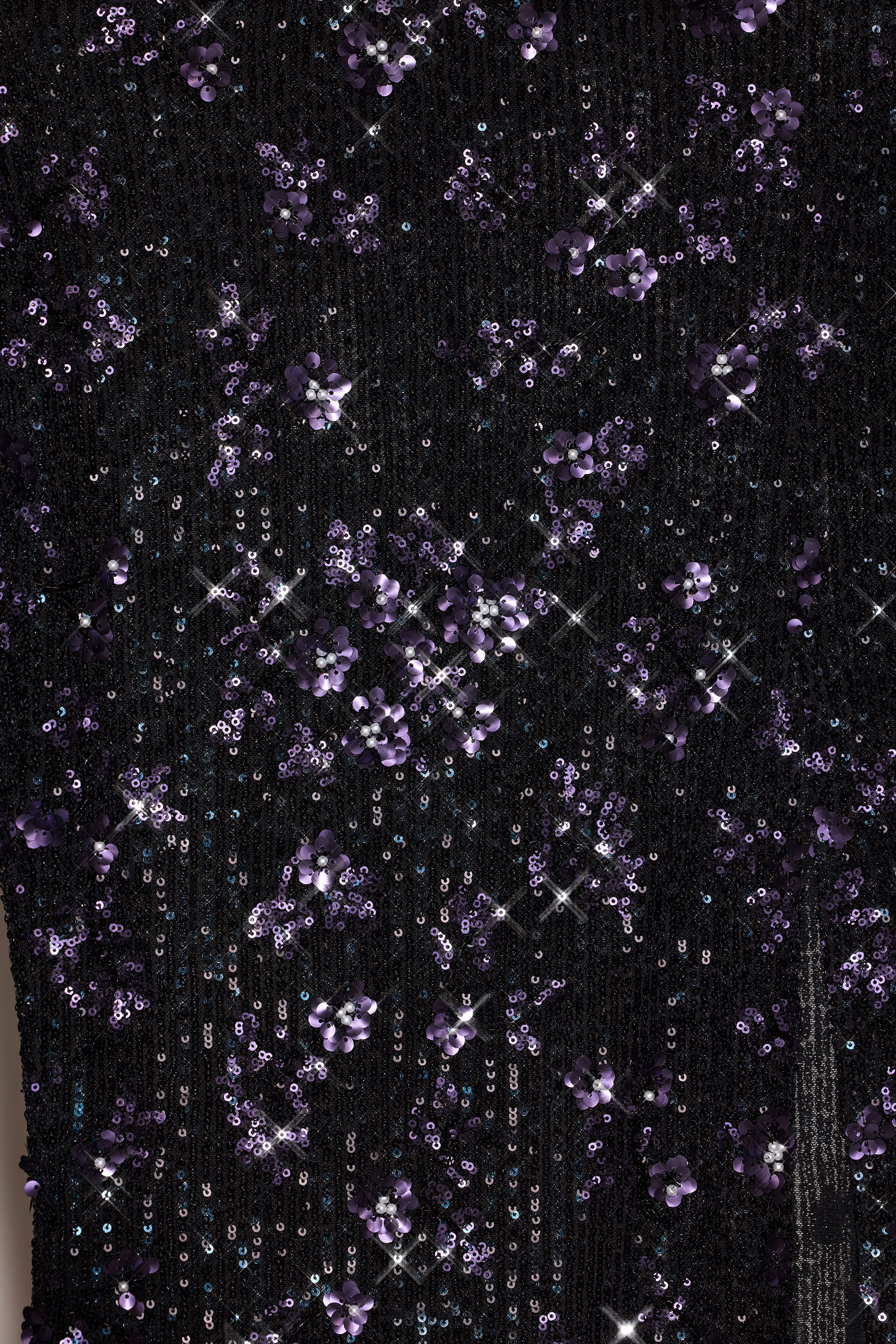 Embellished Mid-Rise Maxi Skirt in Black Purple