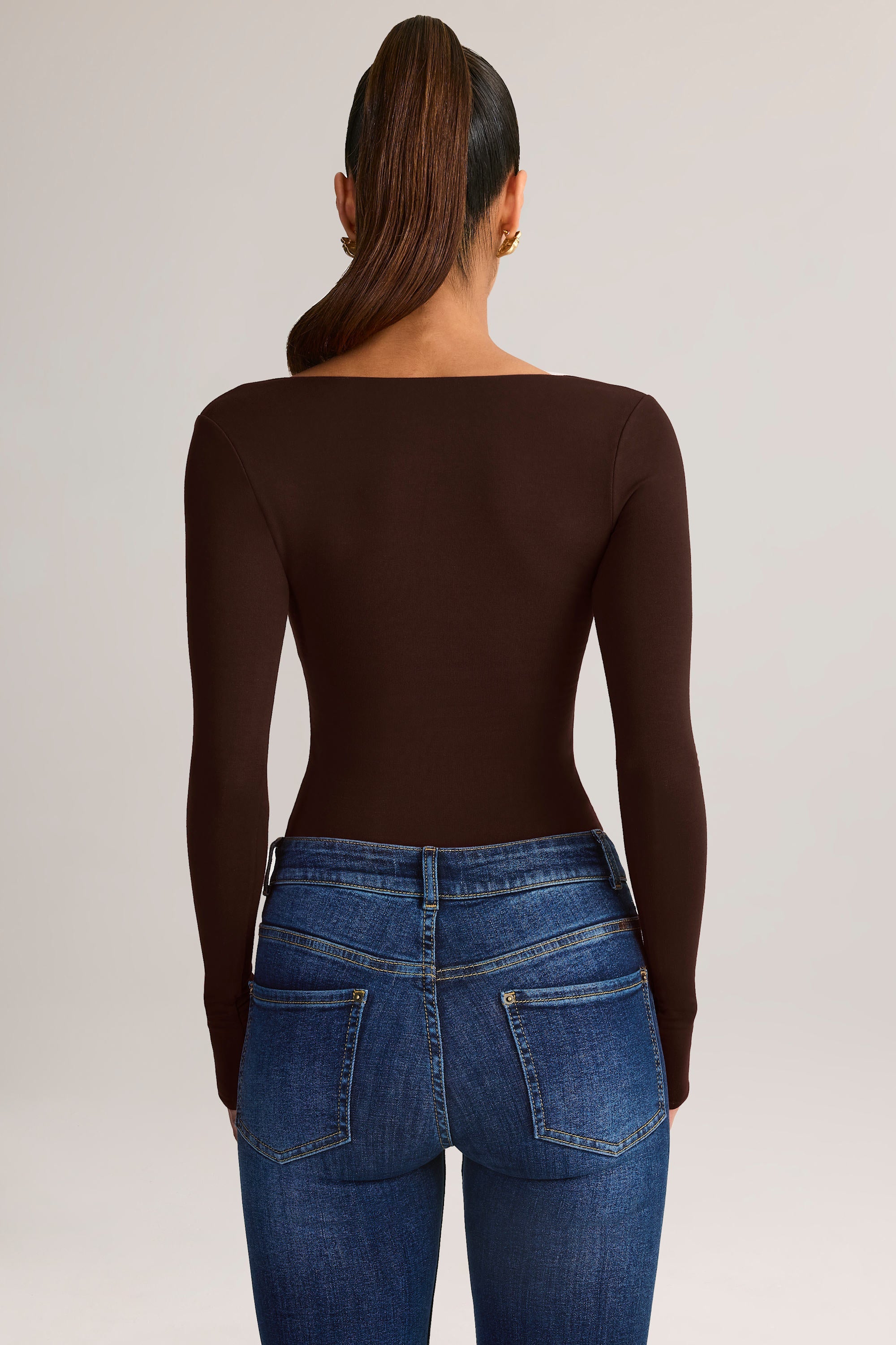 Modal Square-Neck Top in Chocolate Brown