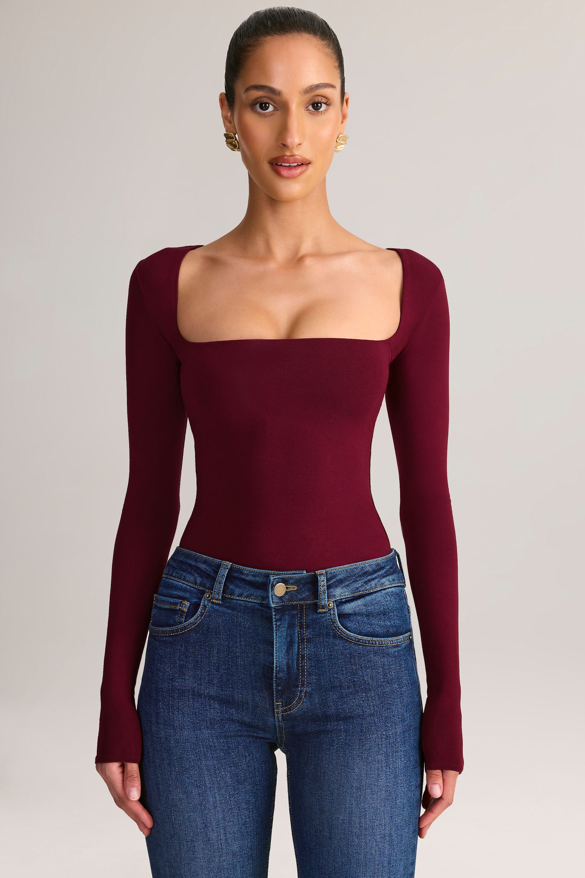 Modal Square-Neck Top in Wine