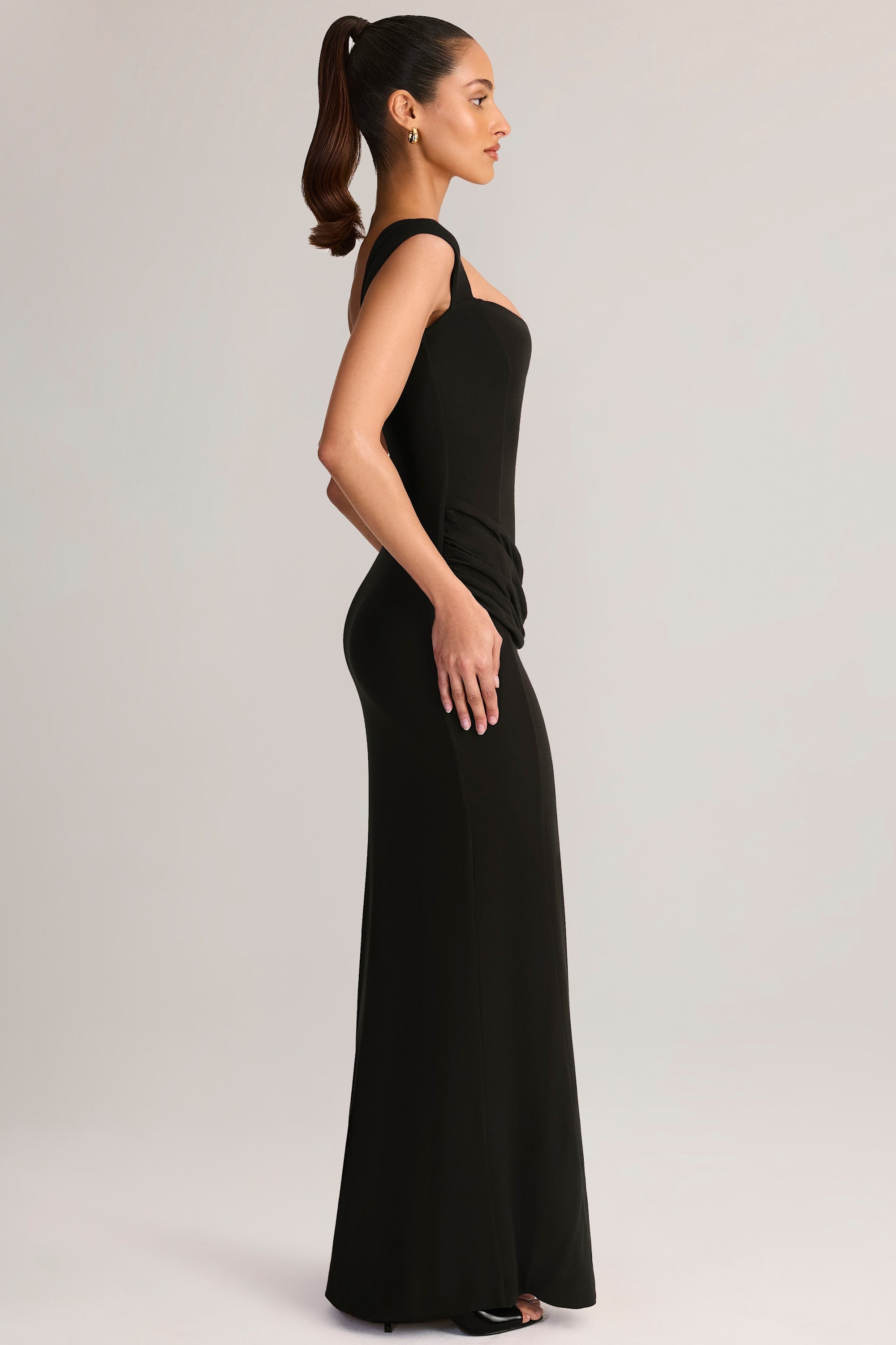 Modal Sweetheart-Neck Maxi Dress in Black