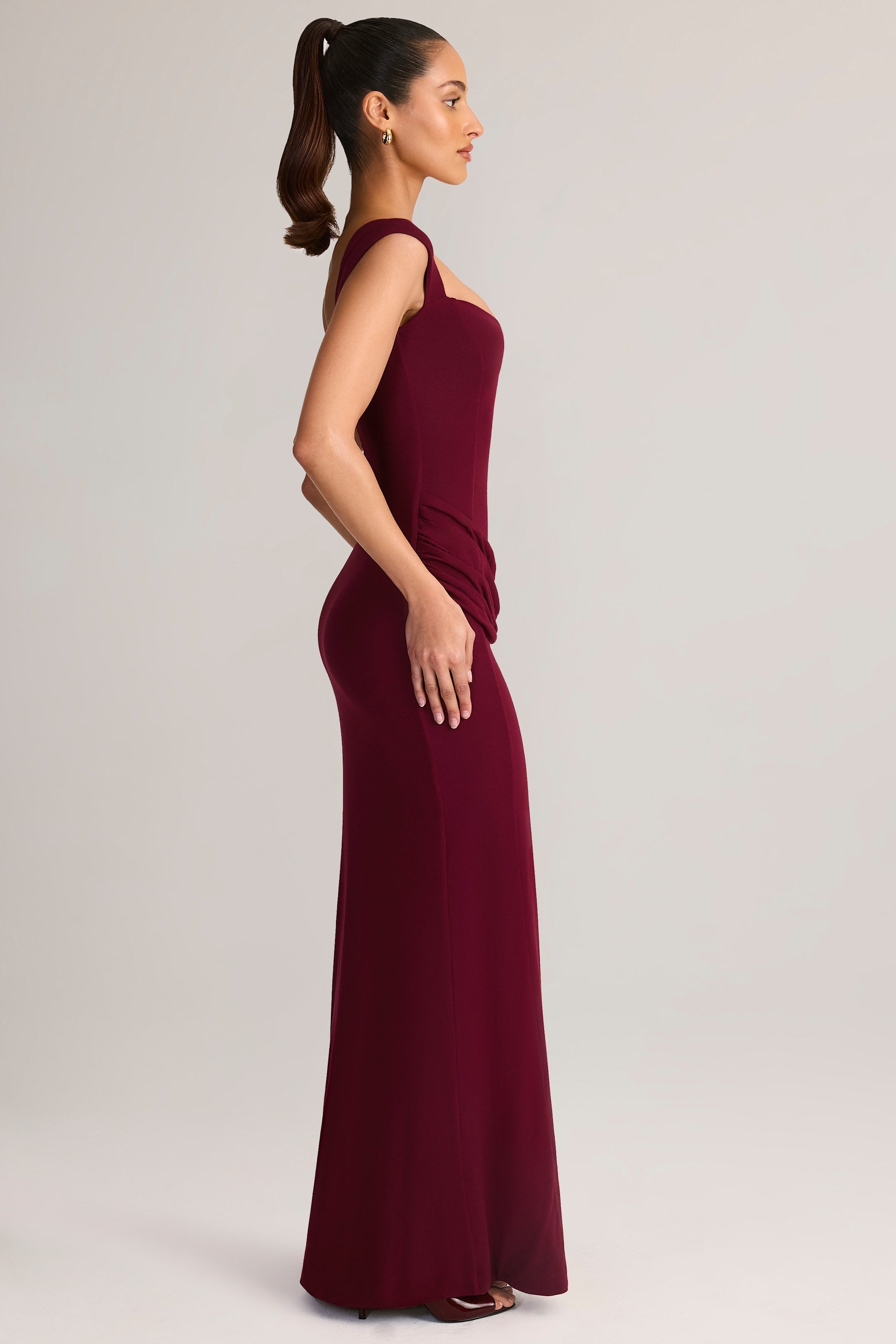 Modal Sweetheart-Neck Maxi Dress in Wine