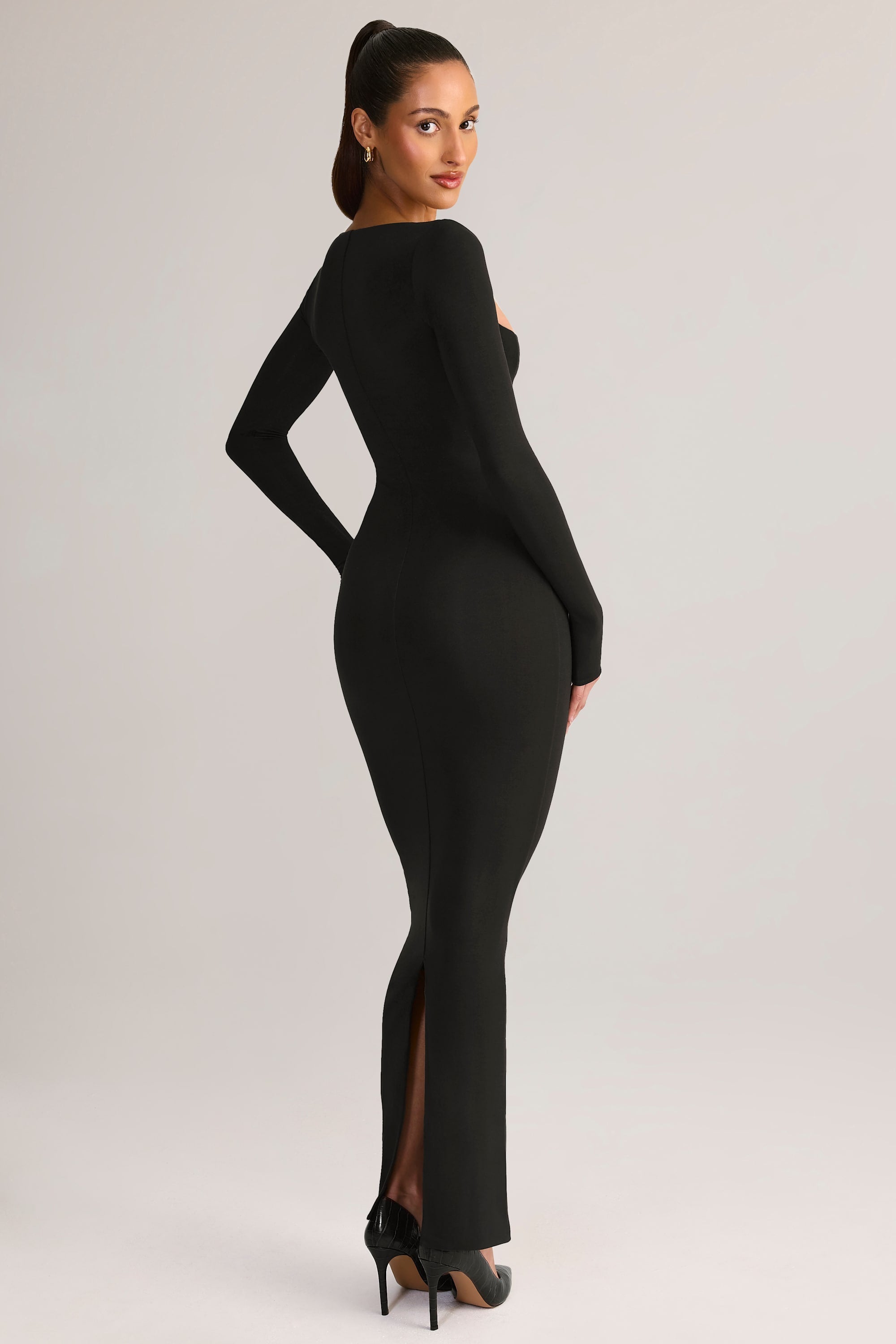 Modal Square-Neck Maxi Dress in Black