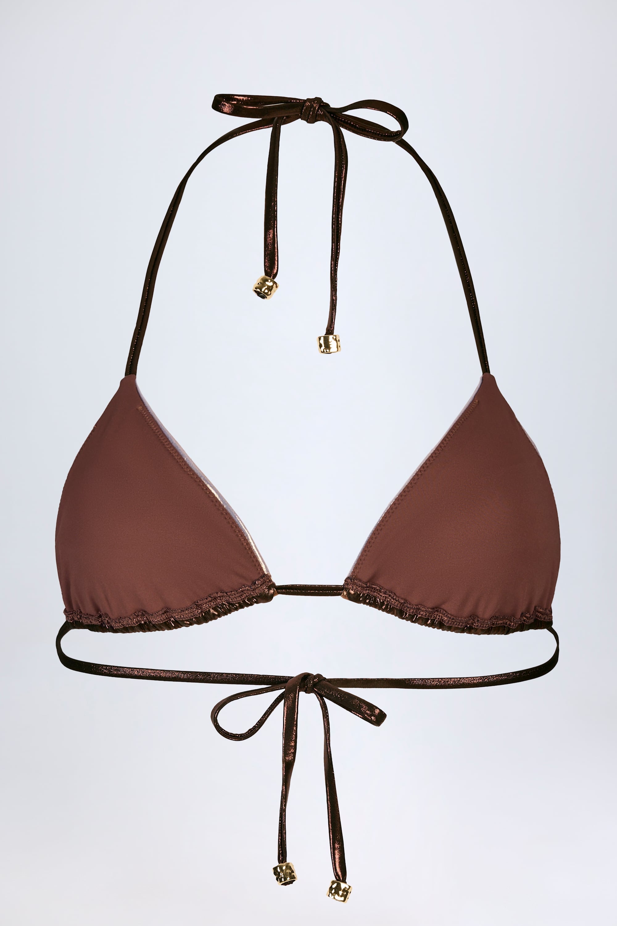 Panelled Bikini Bra in Bronze Gold