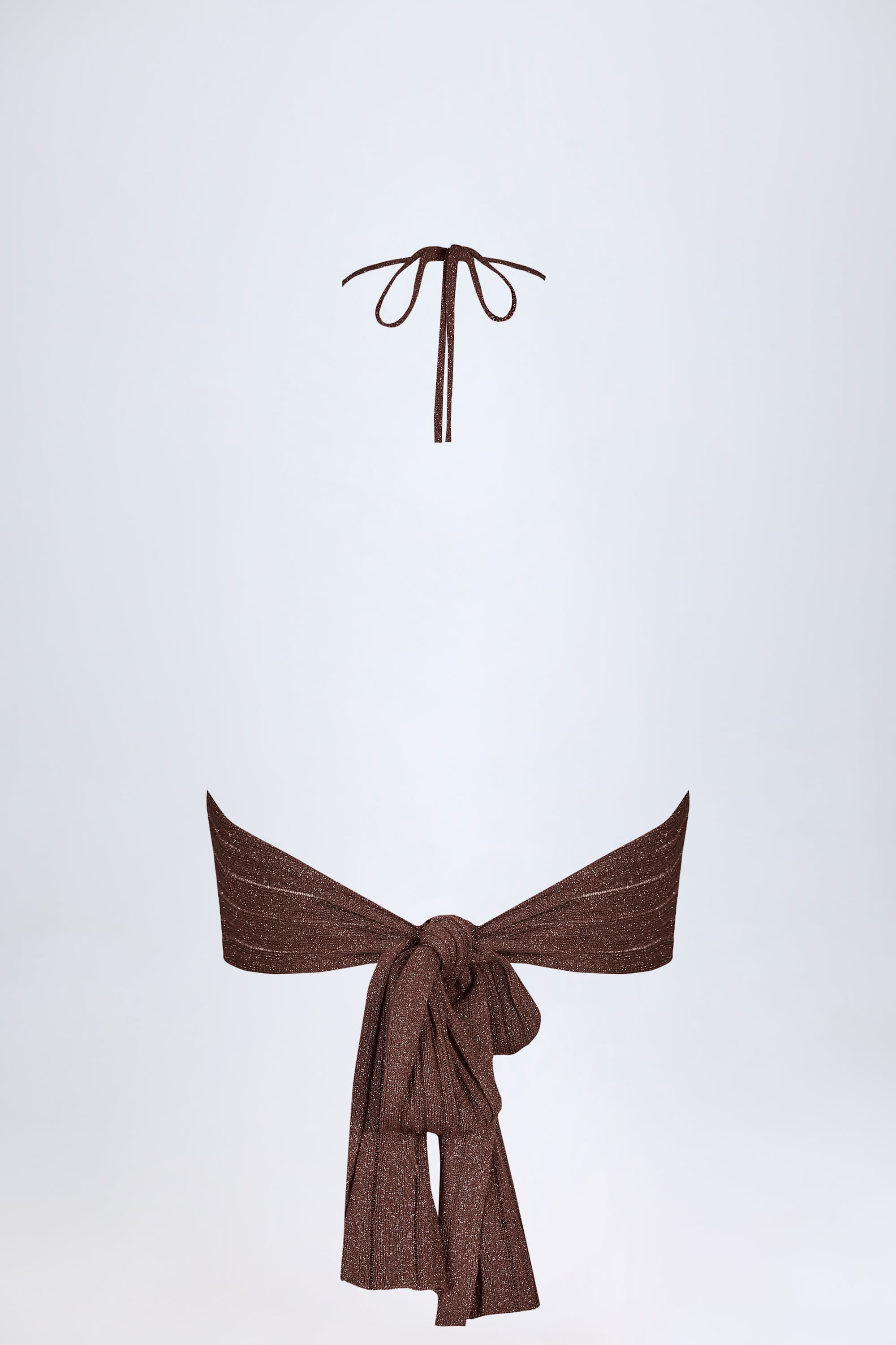 Plunge Halterneck Crop Top in Bronze